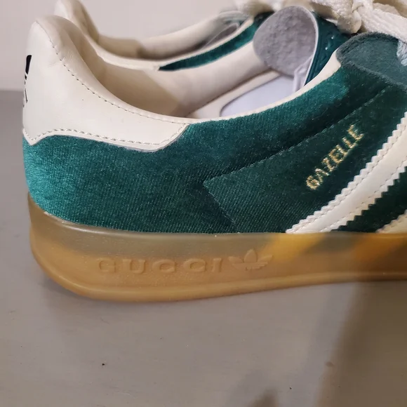 Gucci × Adidas Gazelle Green and White Men's Shoes Size 9.5 - Picture 3 of 9